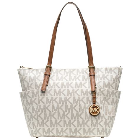 michael kors tasche weiß stepp|michael kors leather tote.